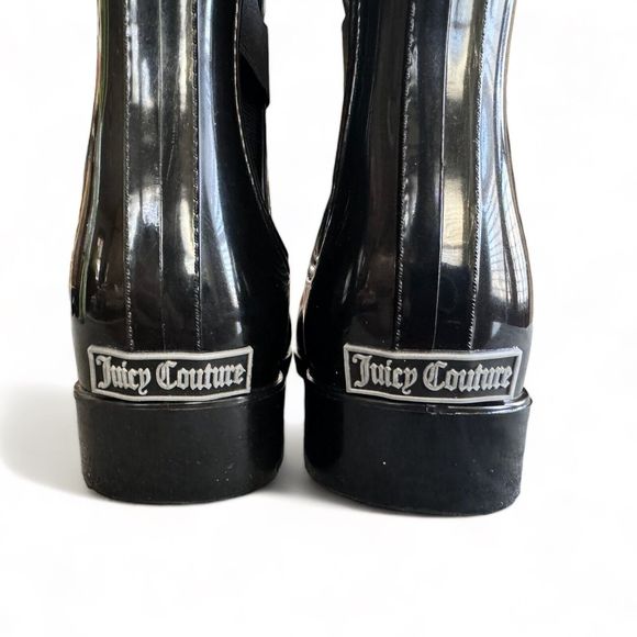 Juicy Couture Tarain Ankle Chelsea Rain Boots Solid Black Pull-On Sz 7 - Picture 5 of 12